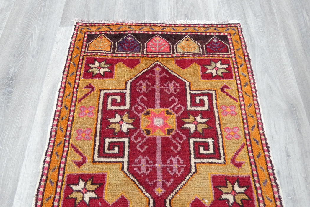 Vintage Hand Knotted Anatolian Turkish Rug Size: 120 x 62cm- Rugs Direct 