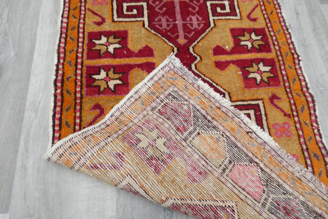 Vintage Hand Knotted Anatolian Turkish Rug Size: 120 x 62cm- Rugs Direct 