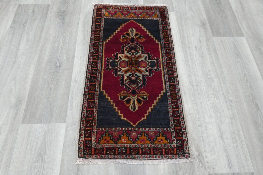 Vintage Hand Knotted Anatolian Turkish Rug Size: 92 x 50cm- Rugs Direct 
