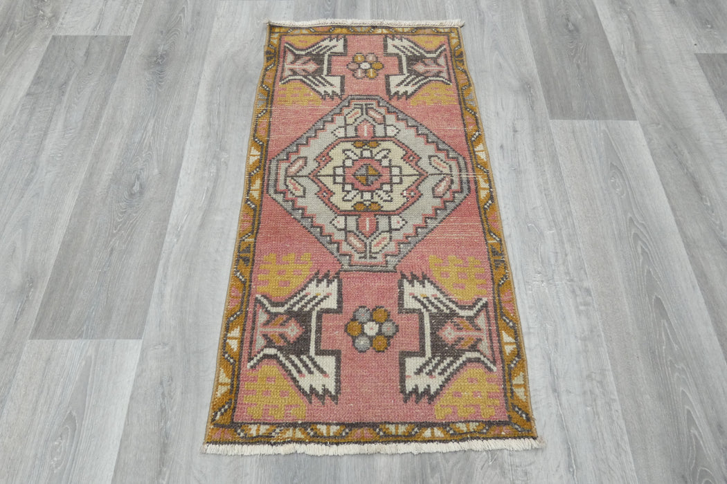 Vintage Hand Knotted Anatolian Turkish Rug Size: 98 x 52cm- Rugs Direct 