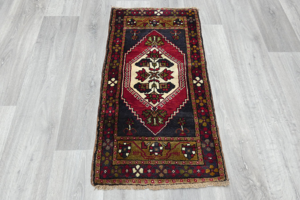Vintage Hand Knotted Anatolian Turkish Rug Size: 97 x 50cm- Rugs Direct 
