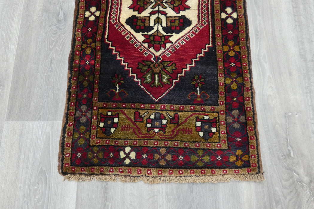 Vintage Hand Knotted Anatolian Turkish Rug Size: 97 x 50cm- Rugs Direct 