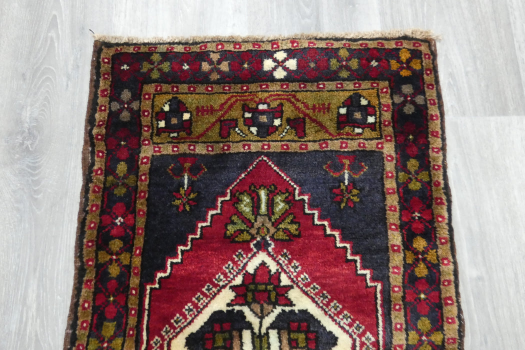 Vintage Hand Knotted Anatolian Turkish Rug Size: 97 x 50cm- Rugs Direct 