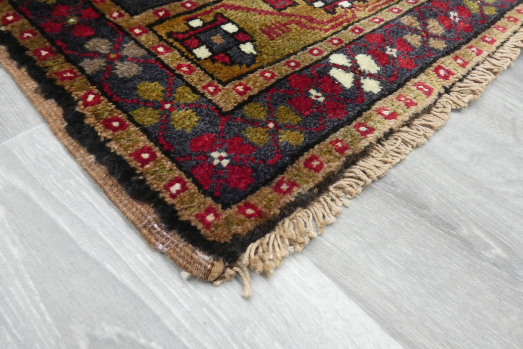 Vintage Hand Knotted Anatolian Turkish Rug Size: 97 x 50cm- Rugs Direct 