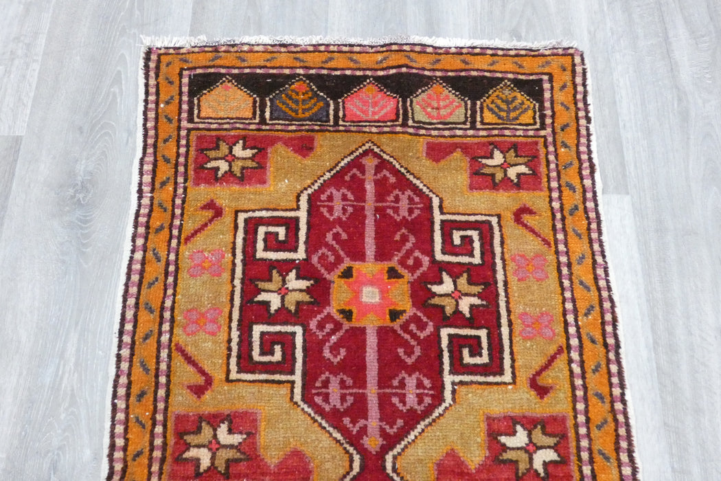 Vintage Hand Knotted Anatolian Turkish Rug Size: 125 x 60cm- Rugs Direct 