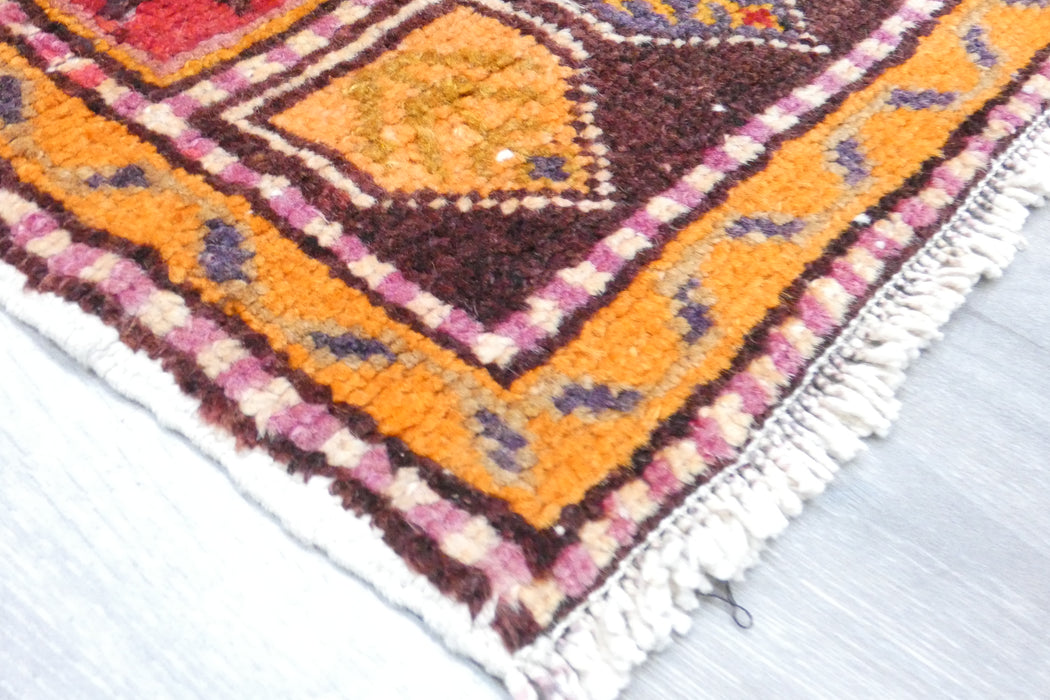 Vintage Hand Knotted Anatolian Turkish Rug Size: 125 x 60cm- Rugs Direct 