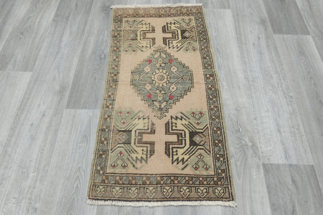 Vintage Hand Knotted Anatolian Turkish Rug Size: 110 x 53cm- Rugs Direct 