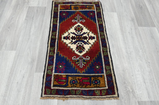 Vintage Hand Knotted Anatolian Turkish Rug Size: 106 x 58cm- Rugs Direct 