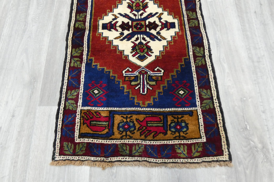 Vintage Hand Knotted Anatolian Turkish Rug Size: 106 x 58cm- Rugs Direct 