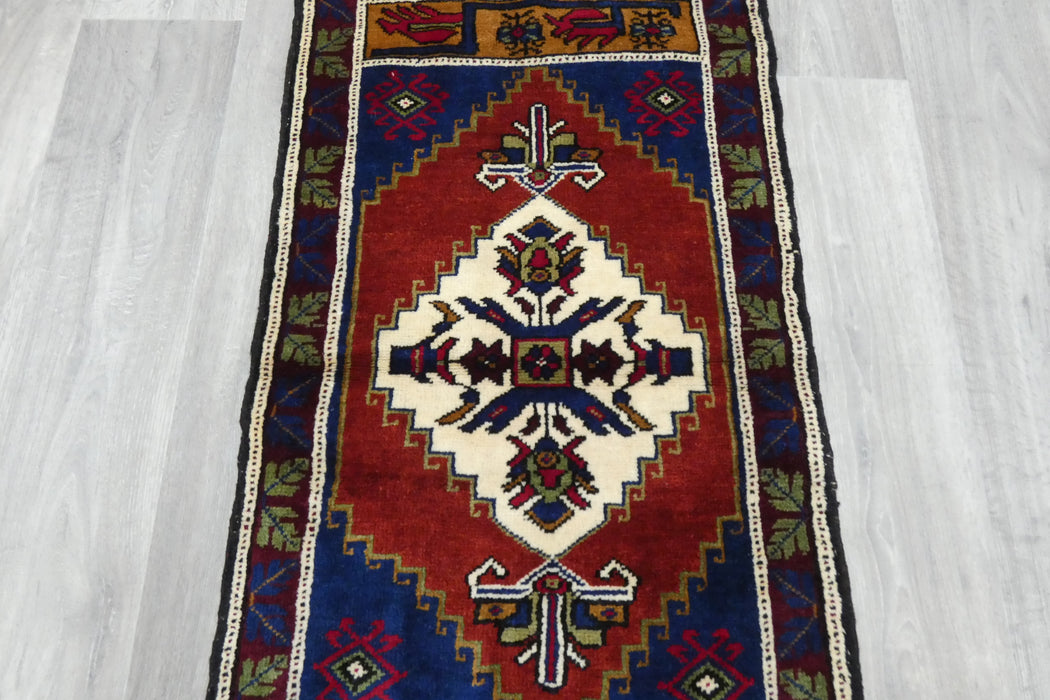 Vintage Hand Knotted Anatolian Turkish Rug Size: 106 x 58cm- Rugs Direct 