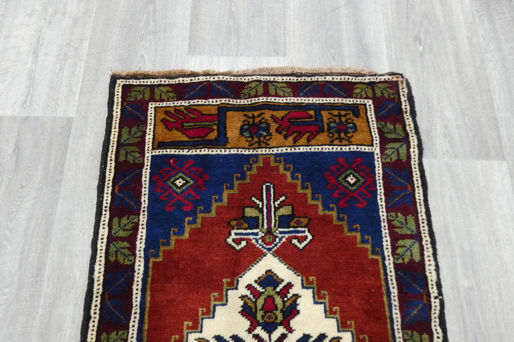 Vintage Hand Knotted Anatolian Turkish Rug Size: 106 x 58cm- Rugs Direct 