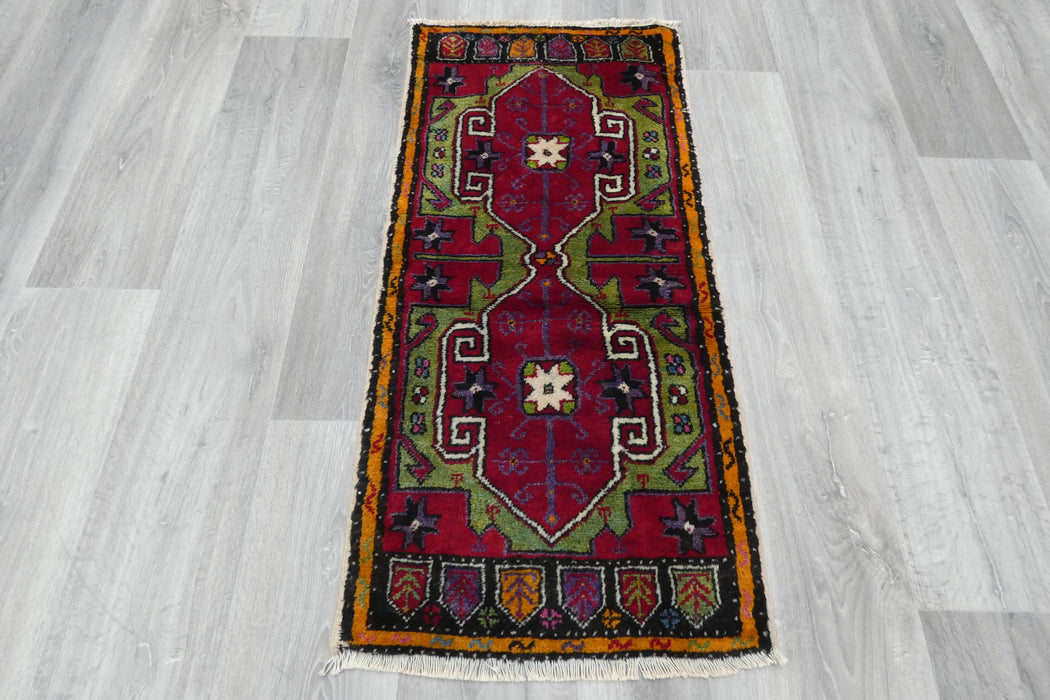 Vintage Hand Knotted Anatolian Turkish Rug Size: 110 x 50cm- Rugs Direct