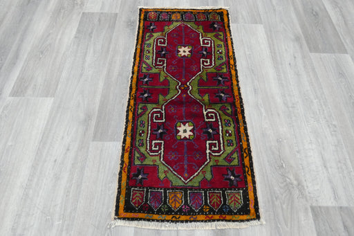 Vintage Hand Knotted Anatolian Turkish Rug Size: 110 x 50cm- Rugs Direct