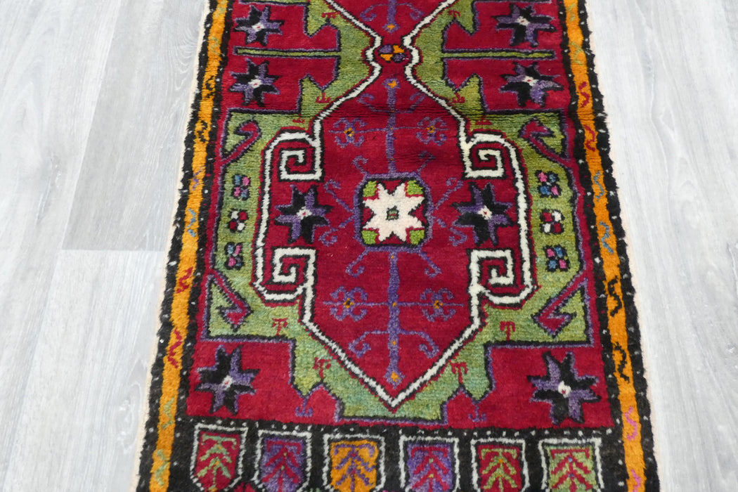 Vintage Hand Knotted Anatolian Turkish Rug Size: 110 x 50cm- Rugs Direct