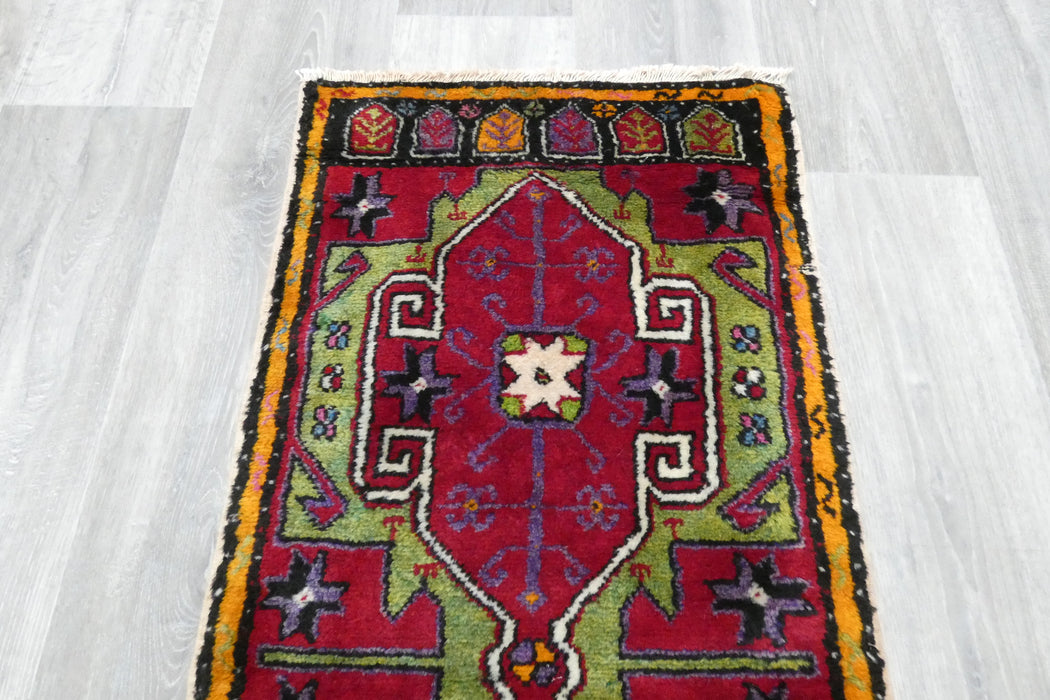 Vintage Hand Knotted Anatolian Turkish Rug Size: 110 x 50cm- Rugs Direct