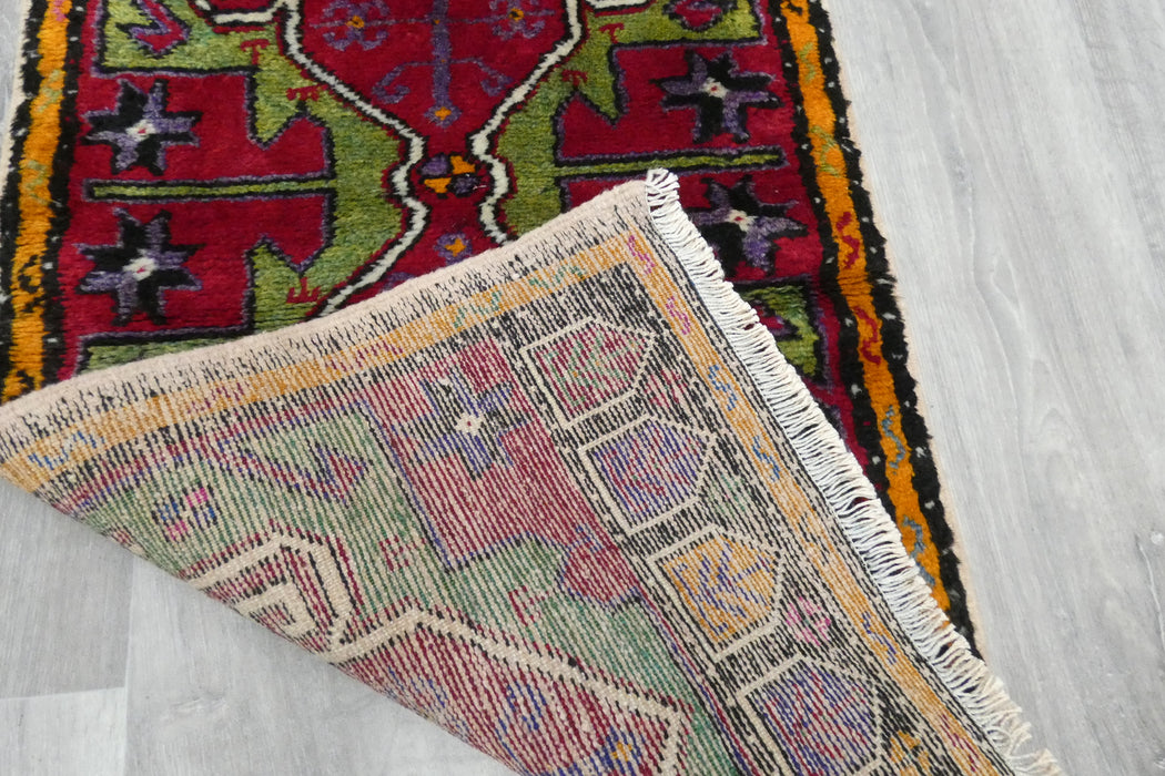 Vintage Hand Knotted Anatolian Turkish Rug Size: 110 x 50cm- Rugs Direct