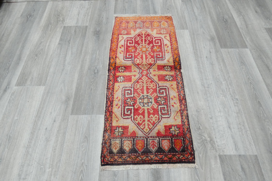 Vintage Hand Knotted Anatolian Turkish Rug Size: 114 x 50cm- Rugs Direct 