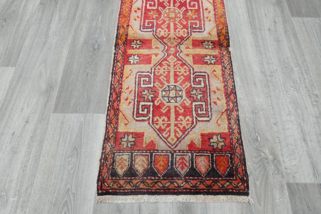 Vintage Hand Knotted Anatolian Turkish Rug Size: 114 x 50cm- Rugs Direct 