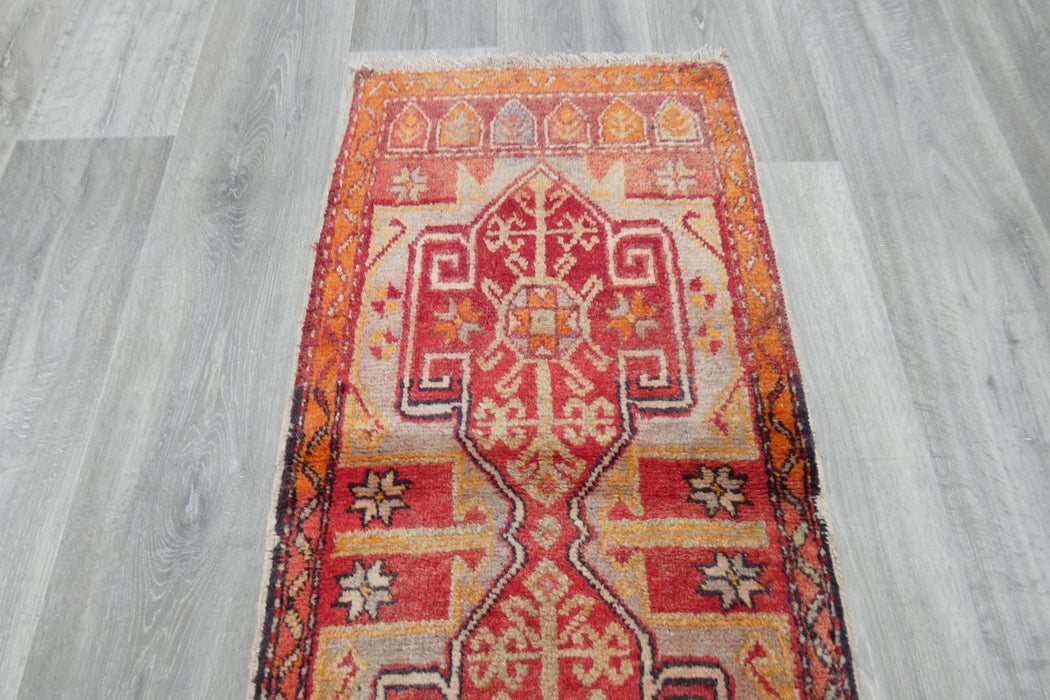 Vintage Hand Knotted Anatolian Turkish Rug Size: 114 x 50cm- Rugs Direct 