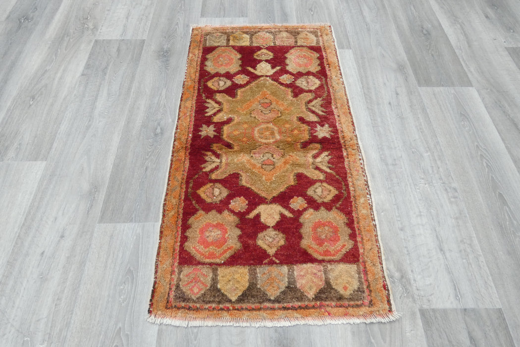 Vintage Hand Knotted Anatolian Turkish Rug Size: 110 x 60cm- Rugs Direct 