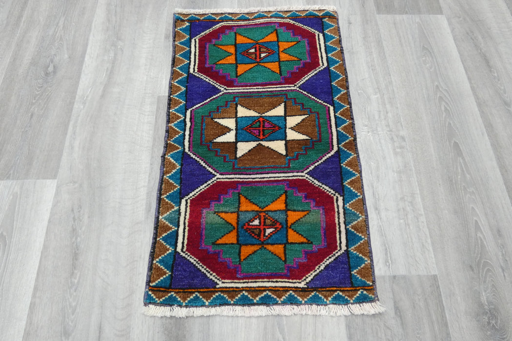 Vintage Hand Knotted Anatolian Turkish Rug Size: 78 x 46cm- Rugs Direct 