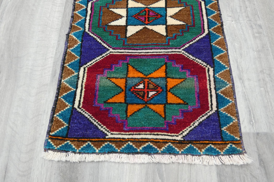 Vintage Hand Knotted Anatolian Turkish Rug Size: 78 x 46cm- Rugs Direct 
