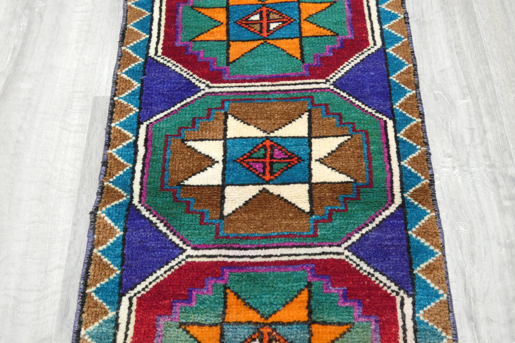 Vintage Hand Knotted Anatolian Turkish Rug Size: 78 x 46cm- Rugs Direct 
