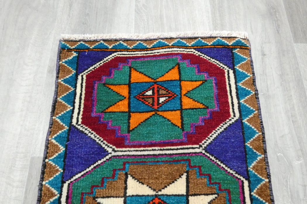 Vintage Hand Knotted Anatolian Turkish Rug Size: 78 x 46cm- Rugs Direct 