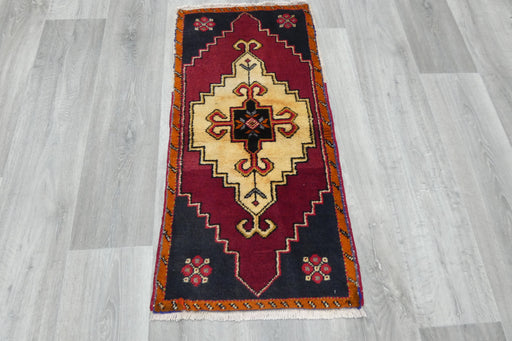 Vintage Hand Knotted Anatolian Turkish Rug Size: 97 x 47cm- Rugs Direct 