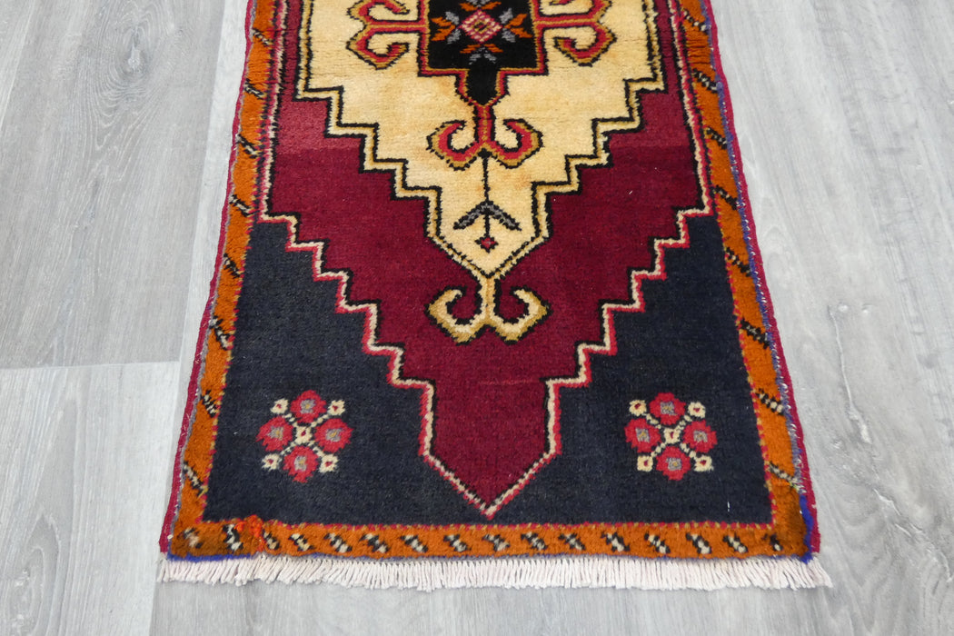 Vintage Hand Knotted Anatolian Turkish Rug Size: 97 x 47cm- Rugs Direct 
