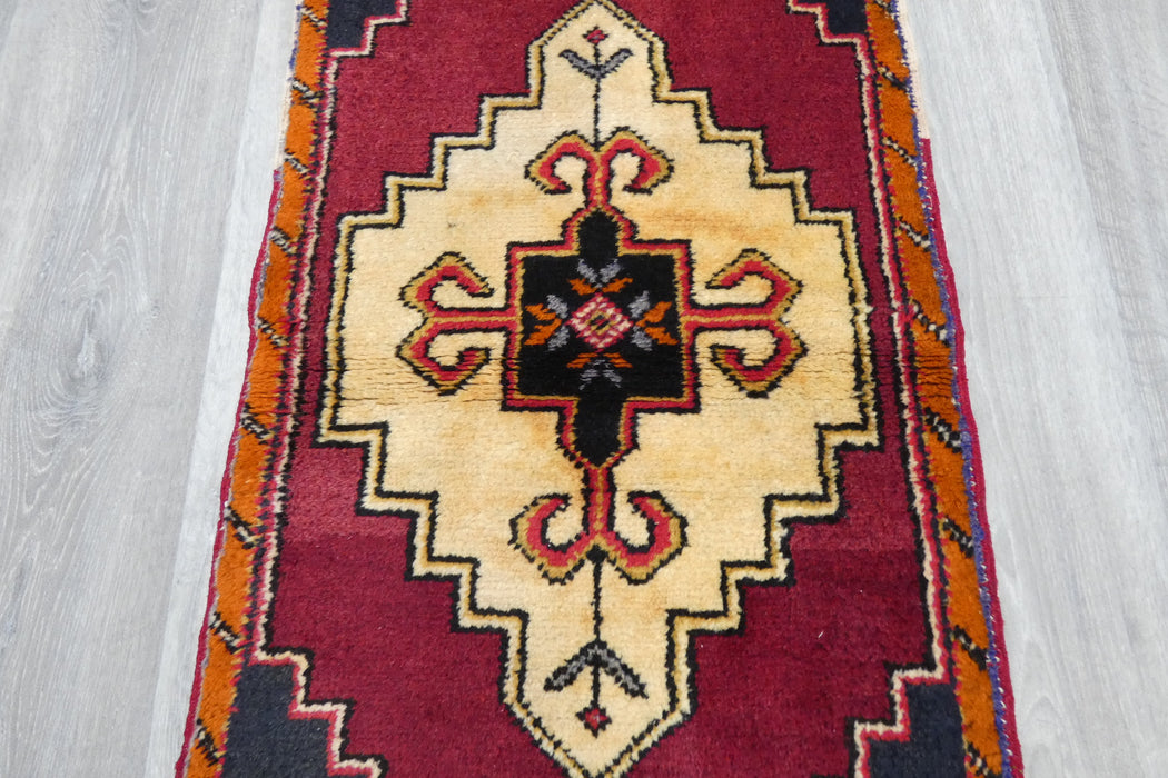 Vintage Hand Knotted Anatolian Turkish Rug Size: 97 x 47cm- Rugs Direct 