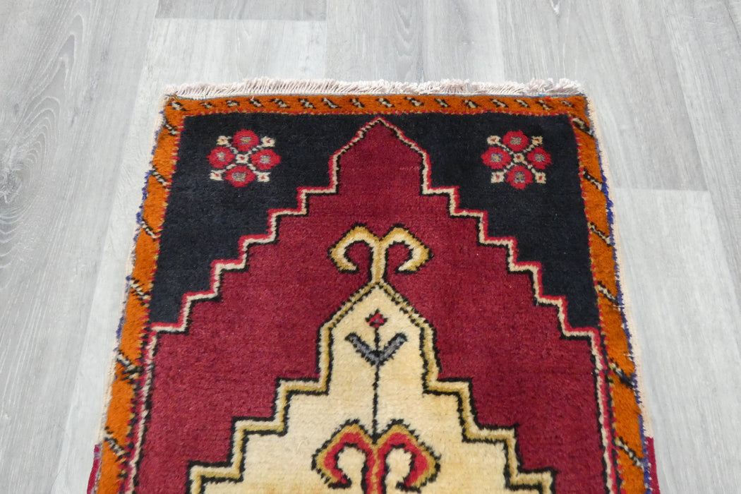 Vintage Hand Knotted Anatolian Turkish Rug Size: 97 x 47cm- Rugs Direct 