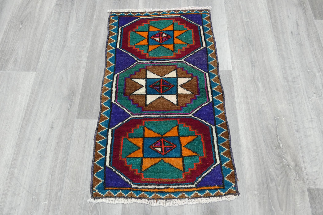 Vintage Hand Knotted Anatolian Turkish Rug Size: 80 x 48cm- Rugs Direct 