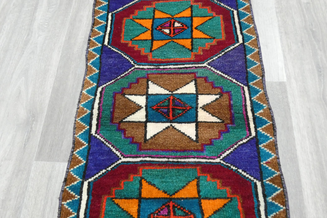 Vintage Hand Knotted Anatolian Turkish Rug Size: 80 x 48cm- Rugs Direct 