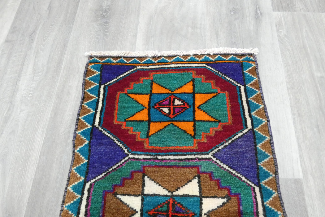 Vintage Hand Knotted Anatolian Turkish Rug Size: 80 x 48cm- Rugs Direct 