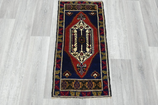 Vintage Hand Knotted Anatolian Turkish Rug Size: 105 x 52cm- Rugs Direct 