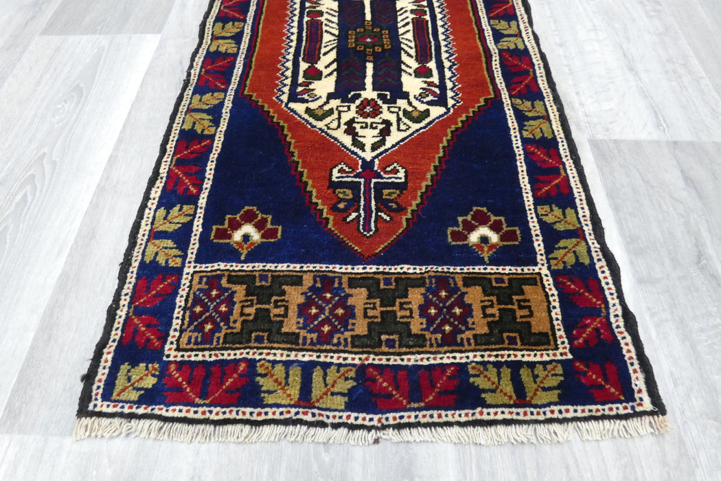 Vintage Hand Knotted Anatolian Turkish Rug Size: 105 x 52cm- Rugs Direct 