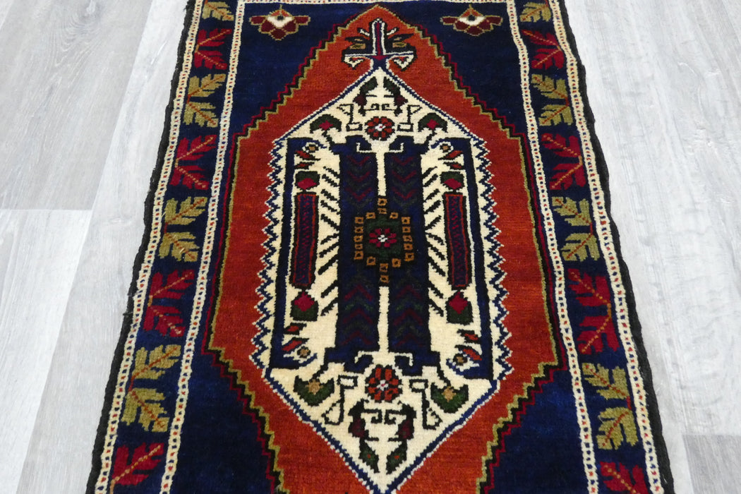 Vintage Hand Knotted Anatolian Turkish Rug Size: 105 x 52cm- Rugs Direct 