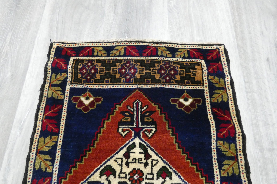 Vintage Hand Knotted Anatolian Turkish Rug Size: 105 x 52cm- Rugs Direct 