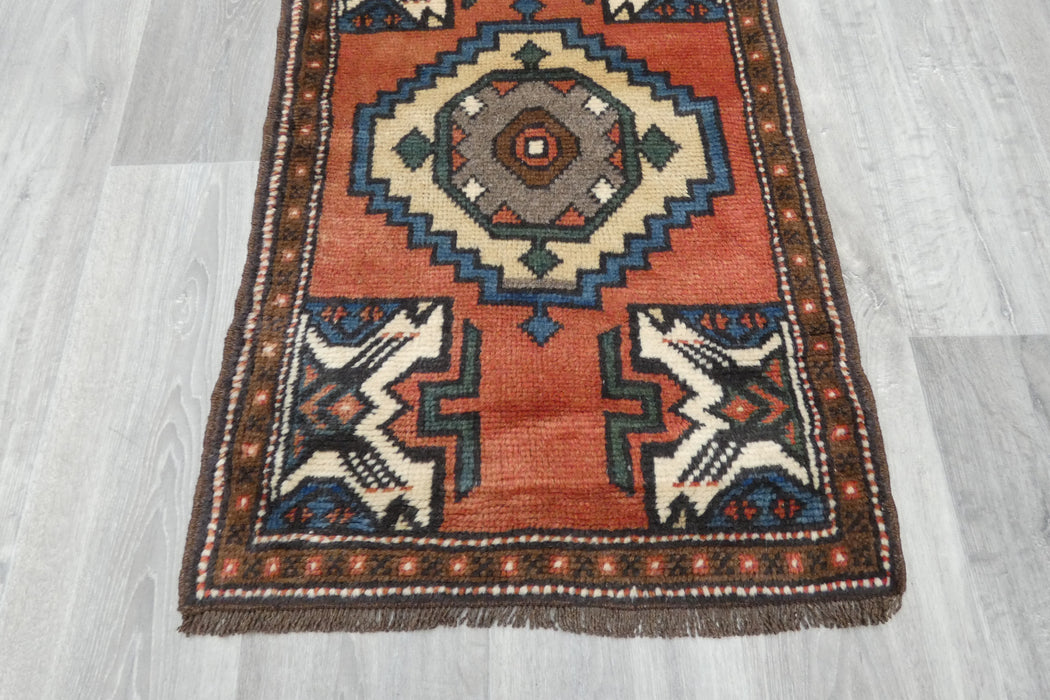 Vintage Hand Knotted Anatolian Turkish Rug Size: 93 x 60cm- Rugs Direct 