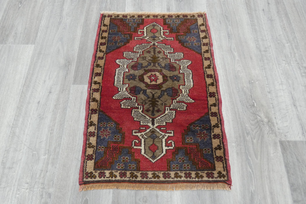 Vintage Hand Knotted Anatolian Turkish Rug Size: 75 x 55cm- Rugs Direct 