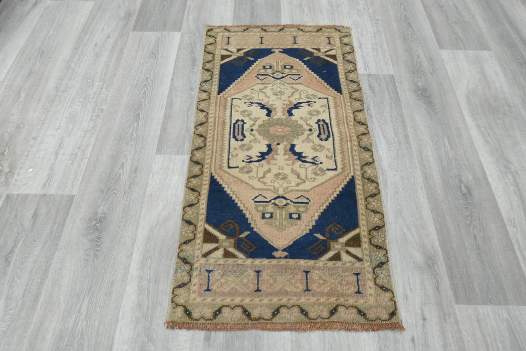 Vintage Hand Knotted Anatolian Turkish Rug Size: 108 x 58cm- Rugs Direct 