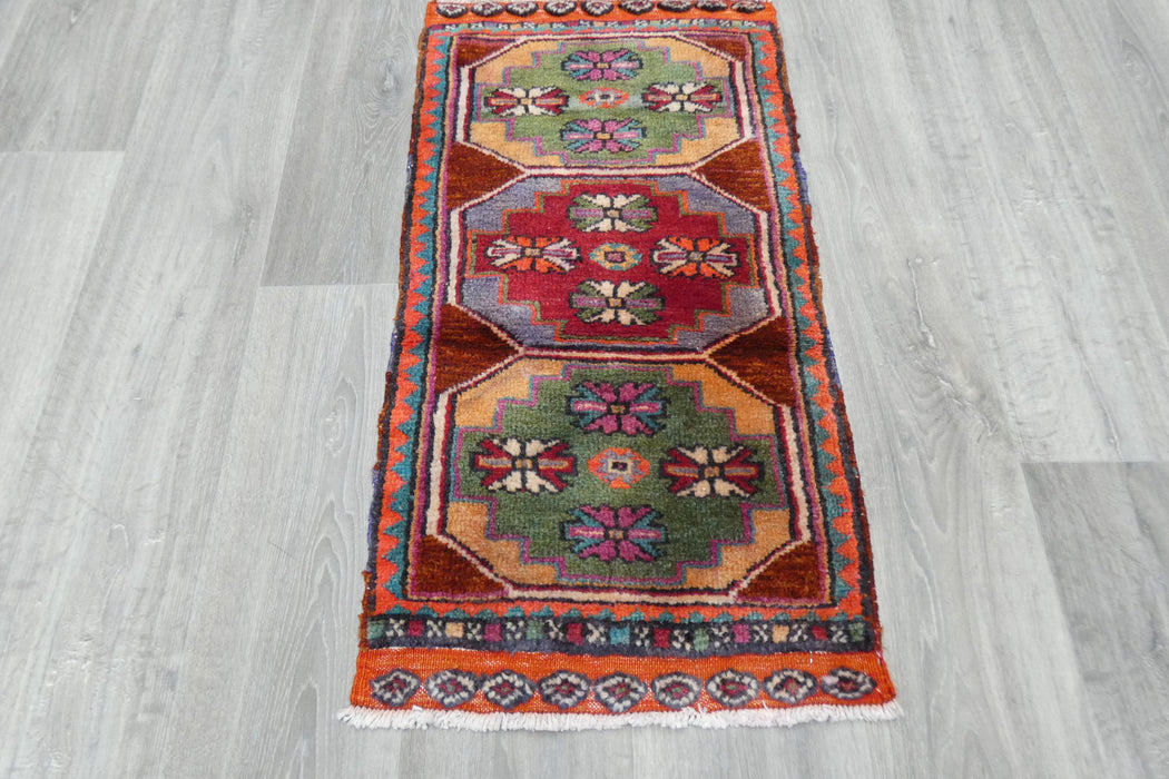 Vintage Hand Knotted Anatolian Turkish Rug Size: 92 x 48cm- Rugs Direct 