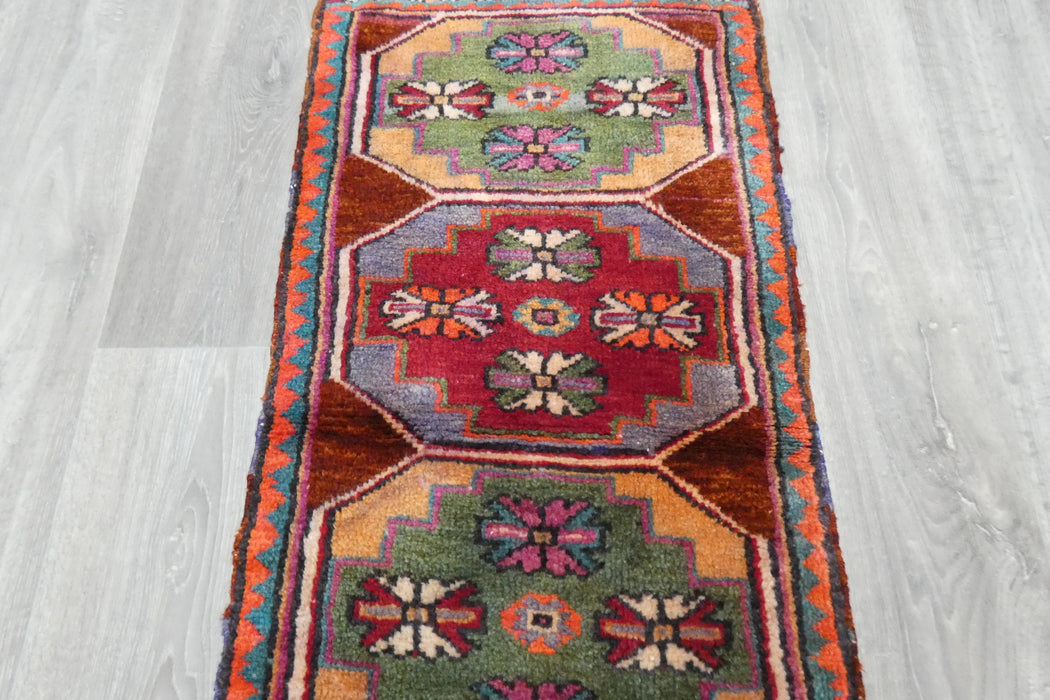 Vintage Hand Knotted Anatolian Turkish Rug Size: 92 x 48cm- Rugs Direct 