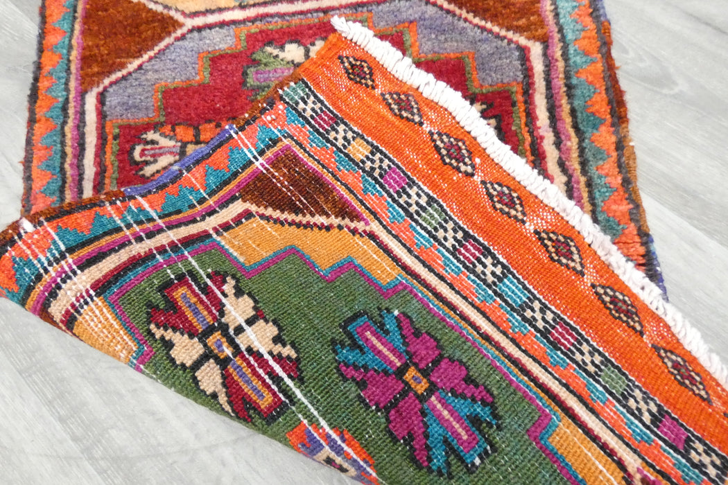 Vintage Hand Knotted Anatolian Turkish Rug Size: 92 x 48cm- Rugs Direct 