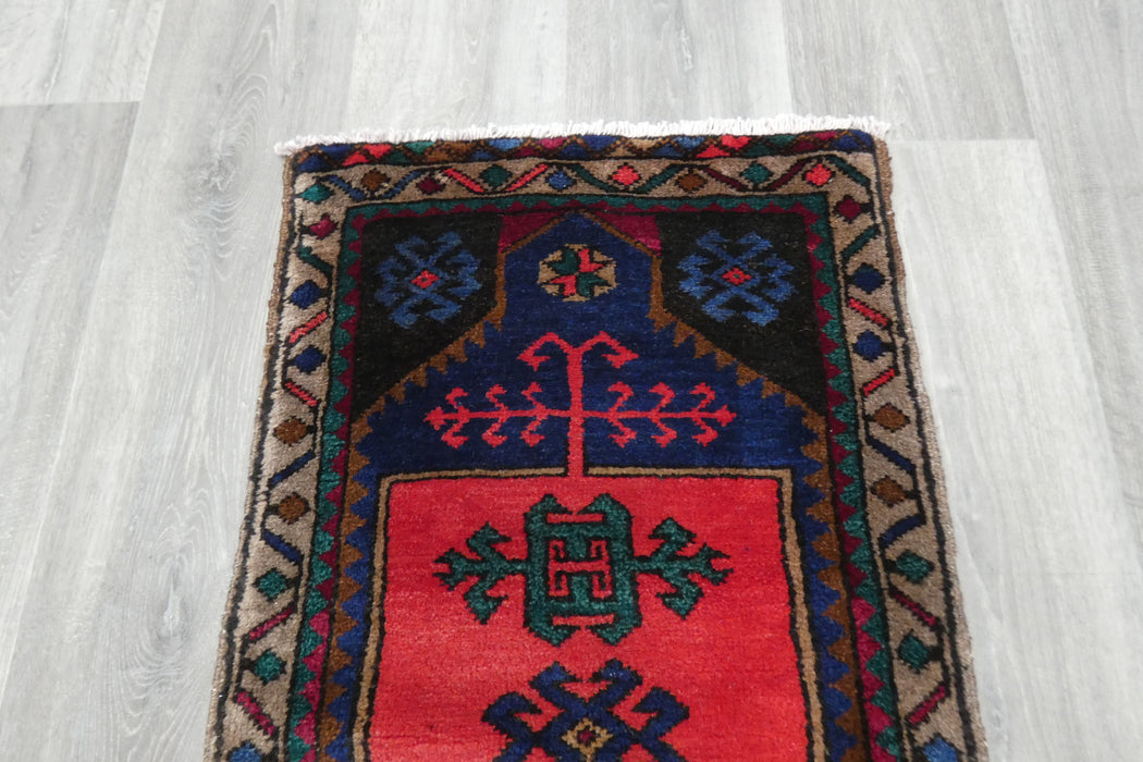Vintage Hand Knotted Anatolian Turkish Rug Size: 113 x 50cm- Rugs Direct 