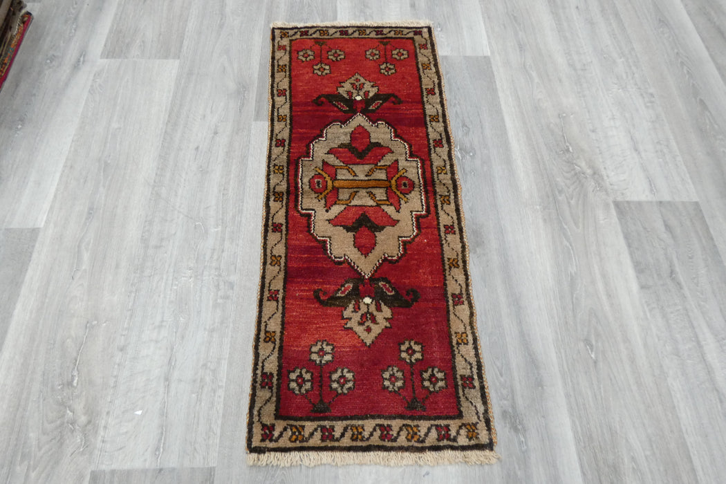 Vintage Hand Knotted Anatolian Turkish Rug Size: 103 x 43cm- Rugs Direct 