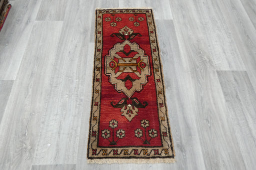 Vintage Hand Knotted Anatolian Turkish Rug Size: 103 x 43cm- Rugs Direct 
