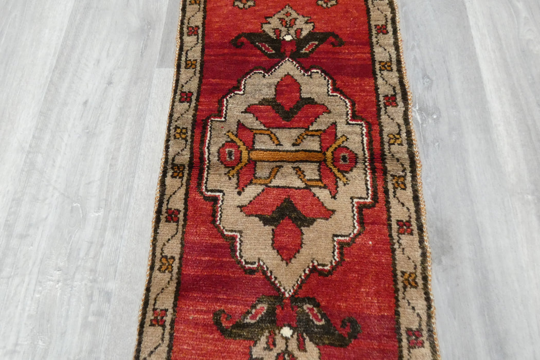 Vintage Hand Knotted Anatolian Turkish Rug Size: 103 x 43cm- Rugs Direct 
