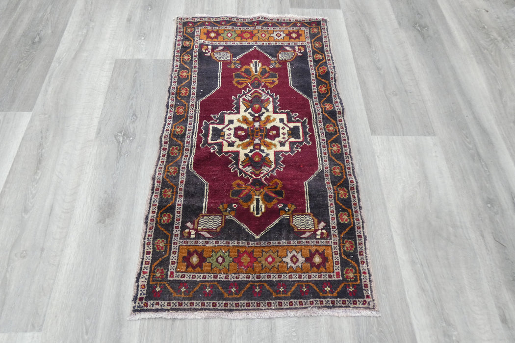Vintage Turkish Anatolian Tribal Rug  Size: 100 x 55cm- Rugs Direct 